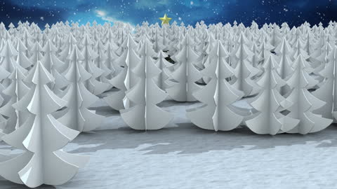 Winter Wonderland with Falling Snow and Starry Sky