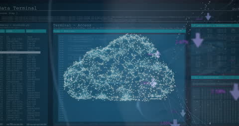 Digital Cloud and Network Visualization on Data Processing Screen
