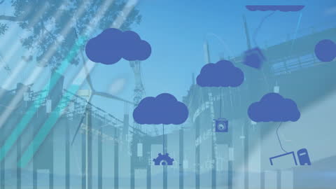 Financial Data and Cloud Computing Animation Concept