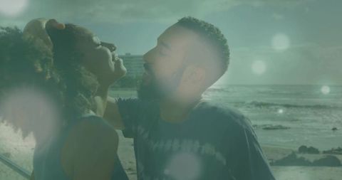 Loving Couple Sharing Intimate Moment by the Sea