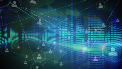 Digital Network Connections with User Icons and Arrows