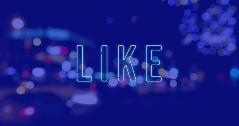 Social Media Concept - LIKE Text Overlay on Cityscape at Night - Download Free Stock Images Pikwizard.com