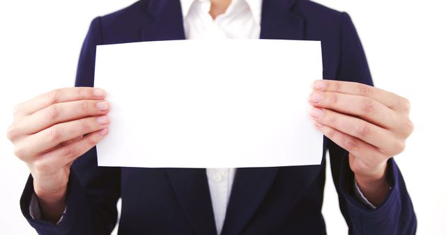 Business Person Holding Blank Paper Sign - Download Free Stock Images Pikwizard.com