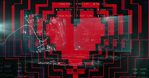 Digital Heart Circuit with Data Overlay on Computer Processor - Download Free Stock Images Pikwizard.com