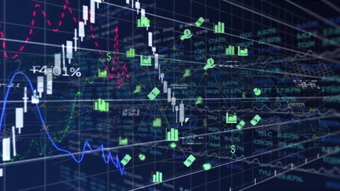 Animated Financial Data with Icons Overlay