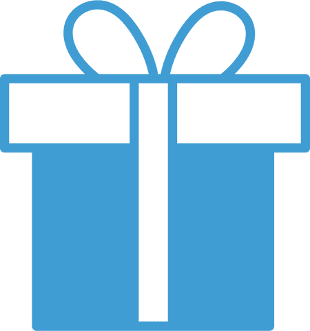 Blue gift box symbol on transparent background
