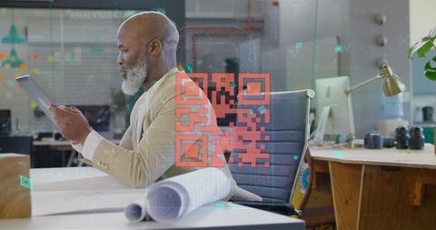 Businessman Analyzing Data in Modern Virtual Environment