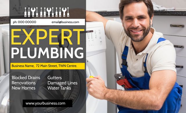 Professional Plumber Offering Reliable Plumbing Services and Repairs - Download Free Stock Templates Pikwizard.com