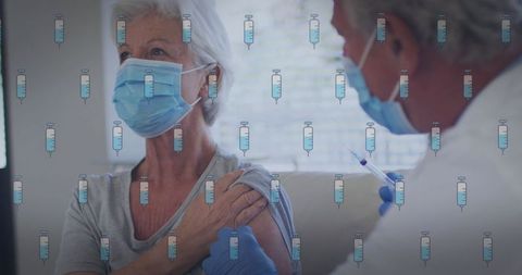 Senior Individual Receiving Vaccination from Medical Professional