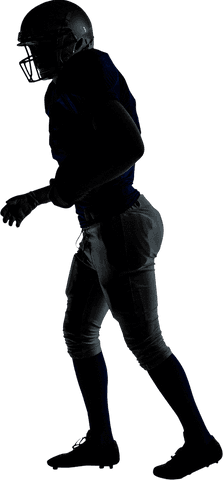 Silhouette of an american football player with helmet and gear