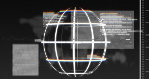 Abstract Digital Globe with Cyber Data Interface on Black Background - Download Free Stock Images Pikwizard.com
