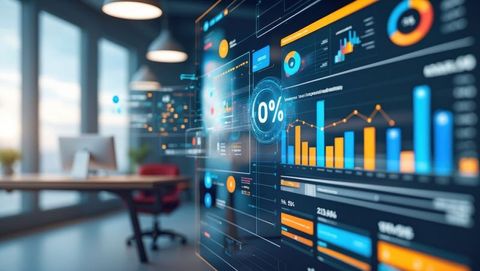 Futuristic Holographic Data Analytics in Modern Office Environment - Download Free Stock Images Pikwizard.com