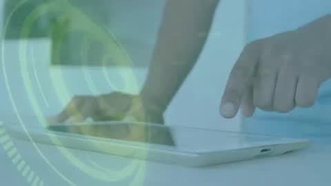 Person Engaging with Digital Tablet Using Holographic Interface