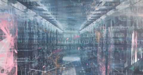 Digitized Server Space with Binary Data Processing Overlay - Download Free Stock Images Pikwizard.com