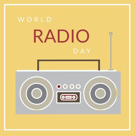 world radio day celebration with retro tape deck illustration - Download Free Stock Templates Pikwizard.com