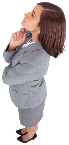 Thoughtful Biracial Businesswoman Pondering on Transparent Background