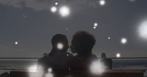Romantic Beach Moment with Ethereal Glowing Lights - Download Free Stock Images Pikwizard.com