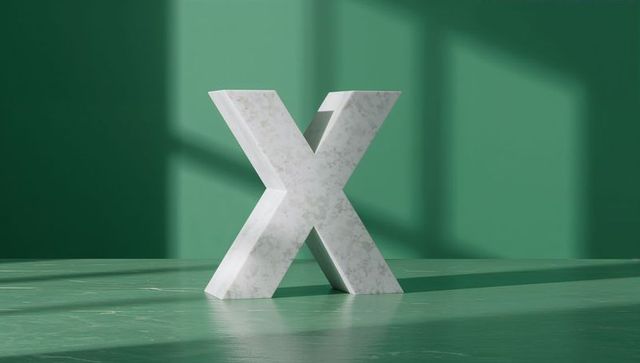 Freestanding Marble 3D X Against Green Background