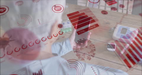 Digital Data Overlay on Senior Woman Using Smartphone