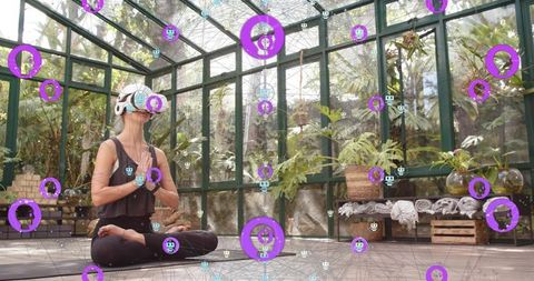 Meditating in vr among greenhouse plants blending mindfulness and technology