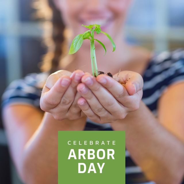 Woman Holding Seedling Celebrating Arbor Day Concept - Download Free Stock Templates Pikwizard.com