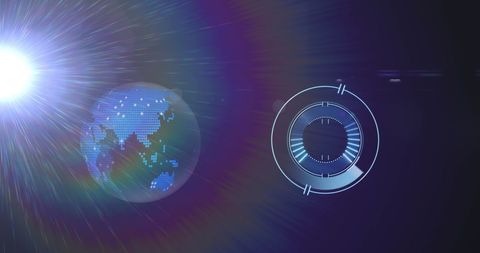 Digital Interface with Globe and Technological Elements
