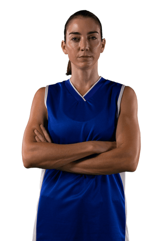 Confident Sportswoman in Blue Uniform on Transparent Background