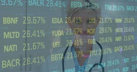 Female Doctor Examining Financial Performance Data for Healthcare Insight