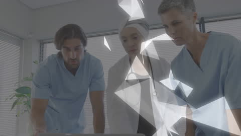 Innovative Medical Team Analyzing Futuristic Data Interface