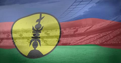 New Caledonia Flag Overlays Vibrant Sports Stadium - Download Free Stock Images Pikwizard.com