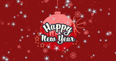 Festive Happy New Year Design with Decorative Bauble