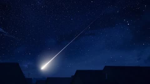 Meteor Streak Illuminating Starry Night Sky