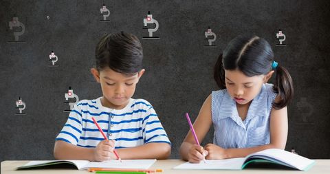 Children Engaged in Learning with Digital Elements Overlays - Download Free Stock Images Pikwizard.com