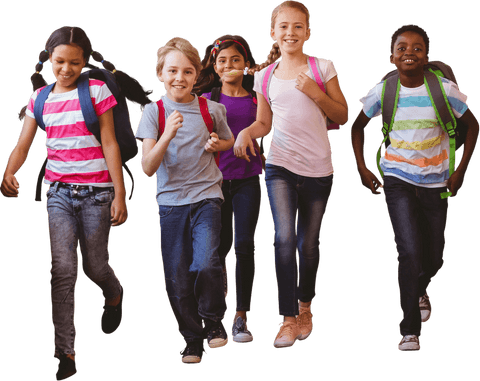 group of joyful schoolchildren with backpacks, transparent background - Download Free Stock Videos Pikwizard.com