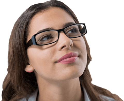 transparent young businesswoman with glasses looking away - Download Free Stock Videos Pikwizard.com