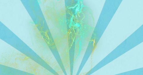 Turquoise Particle Column Rising in Cyan Sunburst Rays with Gold Speckle and Glow