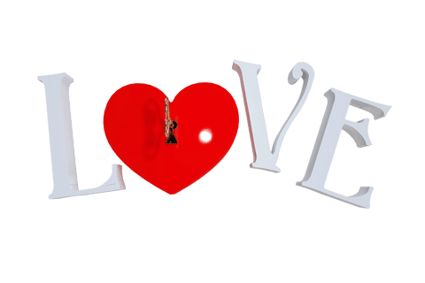 Love Text with Red Heart and Key on Transparent Background - Download Free Stock Videos Pikwizard.com