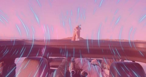 Adventurous Road Trip in Dune with Convertible and Cozy Companionship