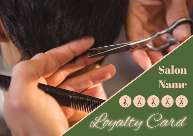 Haircut Loyalty Card Concept with Customizable Salon Name - Download Free Stock Templates Pikwizard.com