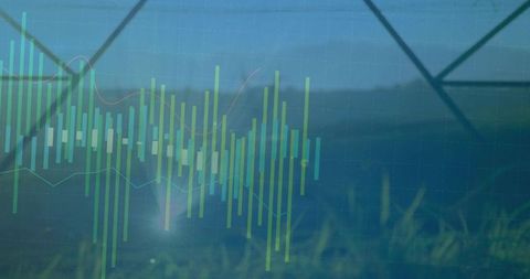 Candlestick Chart Overlaying Rural Power Infrastructure