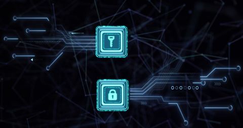 digital circuit with cybersecurity icons representing data protection - Download Free Stock Images Pikwizard.com
