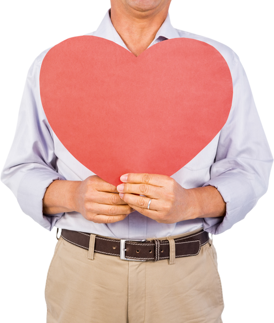 Older Man Holding Red Heart Shaped Paper on Transparent Background - Download Free Stock Videos Pikwizard.com