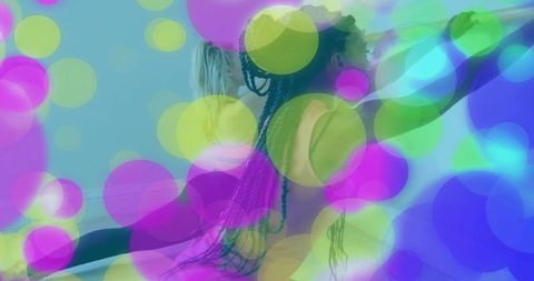 Dynamic Dance Partners in Vibrant Artistic Layers