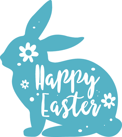 Happy Easter Rabbit Silhouette on Transparent Background