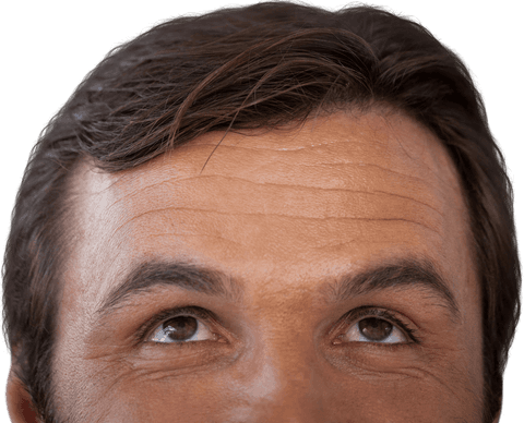 Transparent Top View Thoughtful Mature Male Looking Up