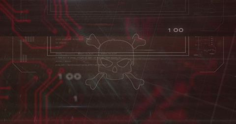 Cybersecurity Concept with Skull Symbol in Digital Red Theme - Download Free Stock Images Pikwizard.com