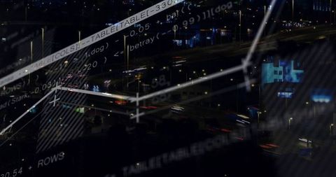 Futuristic connectivity with night highway and data overlay