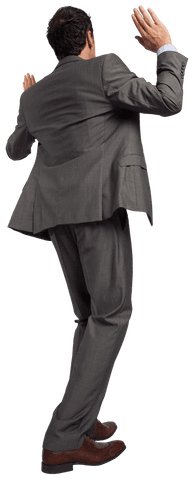 Transparent Confident Businessman Striking a Strong Pose