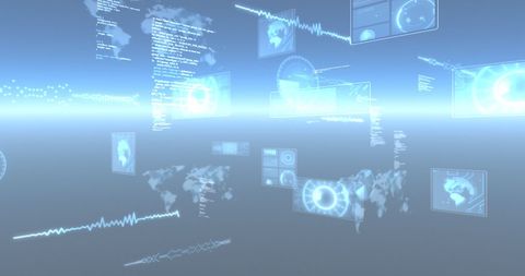Virtual Interface Displaying Global Data and Technology Connections - Download Free Stock Images Pikwizard.com