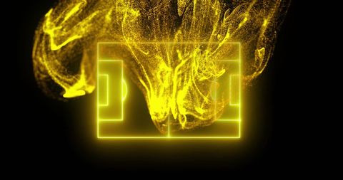 Neon Soccer Field with Dynamic Yellow Particles in Dark - Download Free Stock Images Pikwizard.com